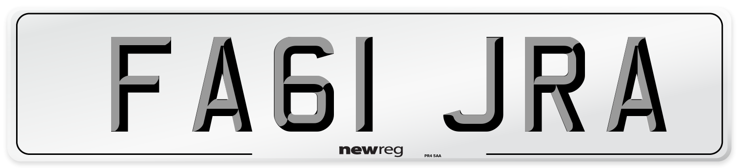 FA61 JRA Number Plate from New Reg
